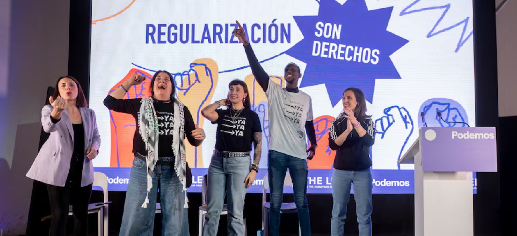 Irene Montero, Vicky Columba y Silvana Cabrera, Serigne Mbayé e Ione Belarra